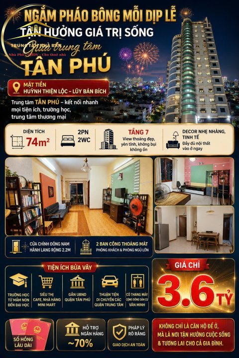 Căn hộ 74m2 - 2PN - Chung cư Khang Gia vị trí Mặt tiền Huỳnh Thiện Lộc – Lũy Bán Bích đắc địa